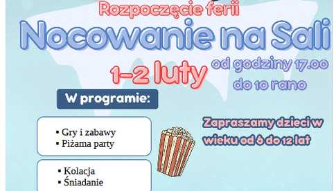 Włóki. Rozpoczęcie ferii - nocowanie na sali