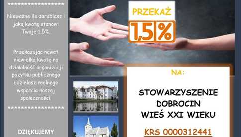 Przekaż 1,5% dla Stowarzyszenia Dobrocin Wieś XXI Wieku