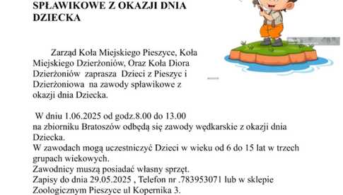 Koło PZW Pieszyce zaprasza na zawody z okazji Dnia Dziecka