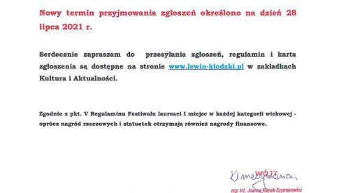  I Ogólnopolskiego Festiwalu Piosenki Violetty o Kryształowy Mikrofon Gminy Lewin Kłodzki