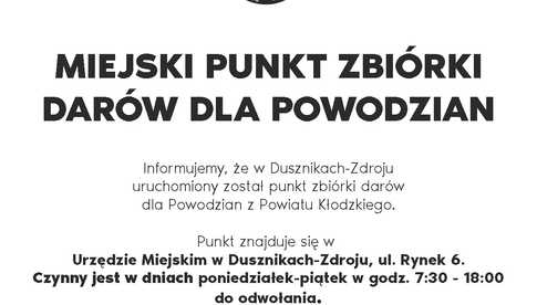 Ruszyła miejska zbiórka dla powodzian w Dusznikach-Zdroju