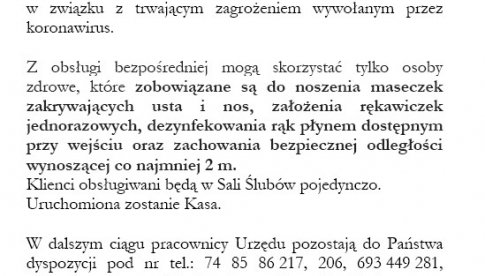 Urząd Gminy w Dobromierzu wznawia obsługę klientów