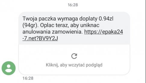 Uwaga! Oszustwo na SMS z wymaganą dopłatą za paczkę