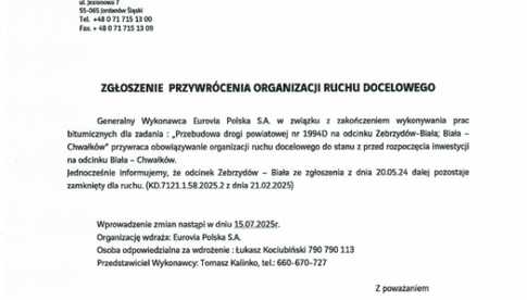 Zmiany organizacji ruchu na drogach w gminie Marcinowice