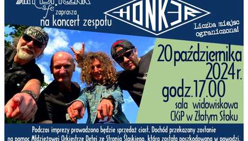 20.10, Charytatywny koncert zespołu Honker w CKiP w Złotym Stoku