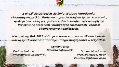 Życzenia składają Starosta i Wicestarosta Ząbkowicki oraz Przewodniczący Rady Powiatu Ząbkowickiego